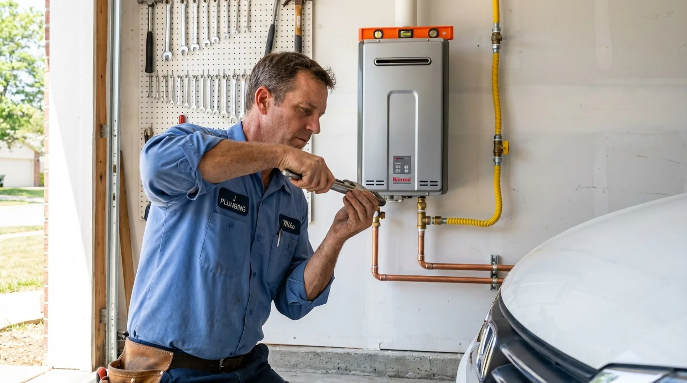 Tankless water heater installation by a Johns Plumbing LLC plumber in New Roads